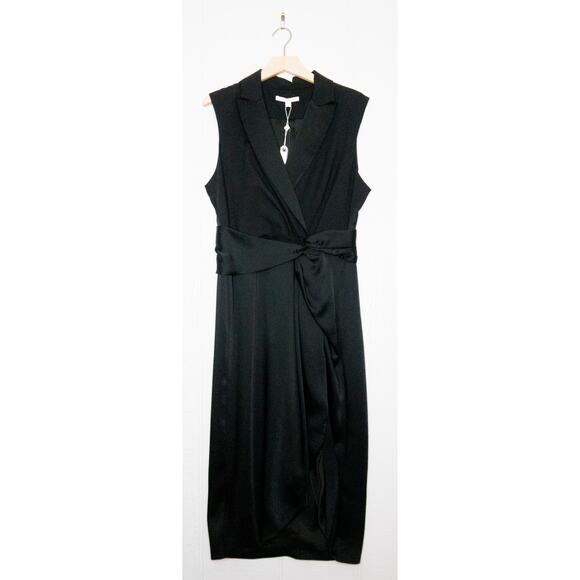 JONATHAN SIMKHAI Black Luxe Satin Twist Dress Size 10 MSRP $695 - Picture 6 of 15